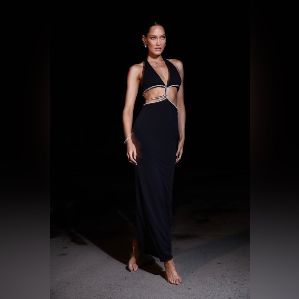 Elegant Black Halter Dress